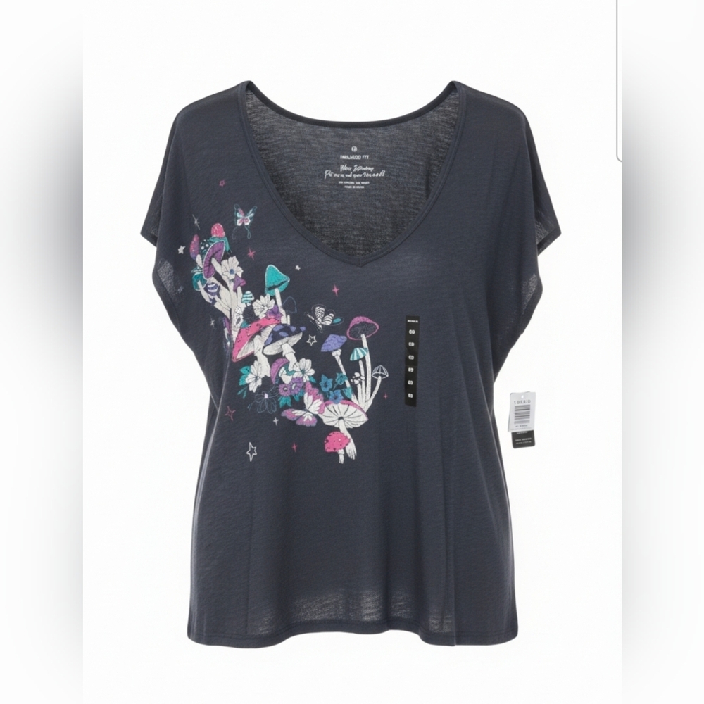 Torrid Grey Phantom Mushroom Relaxed Vneck Dolman Top 00 10 Whimsigoth Fairy